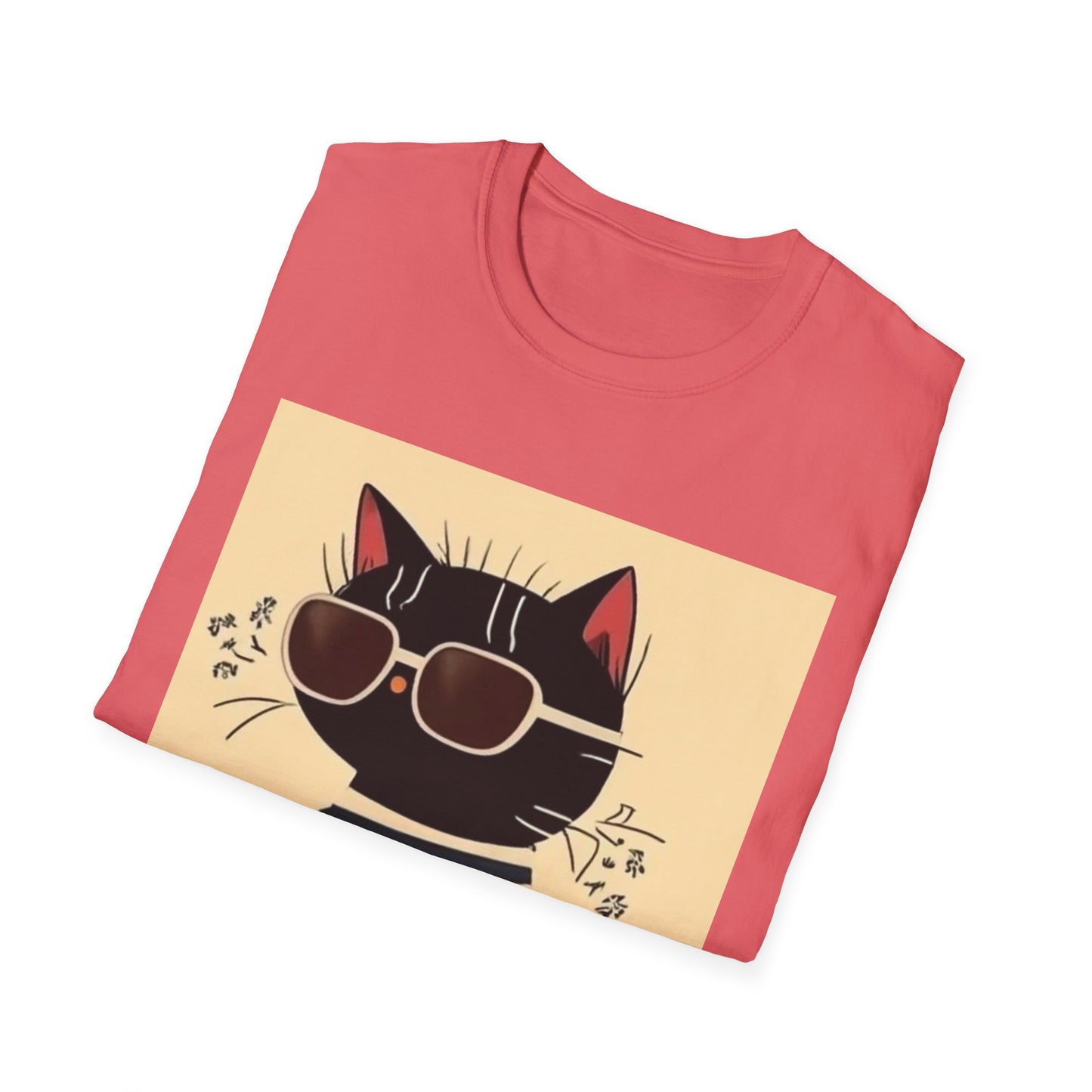 Unisex Softstyle T-Shirt Cat With Cool Glasses