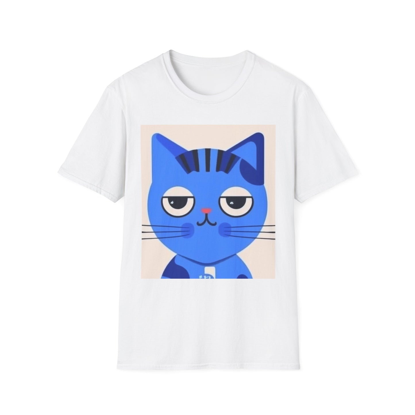 Whimsical Blue Cat Unisex Softstyle T-Shirt - Fun Graphic Tee for Cat Lovers