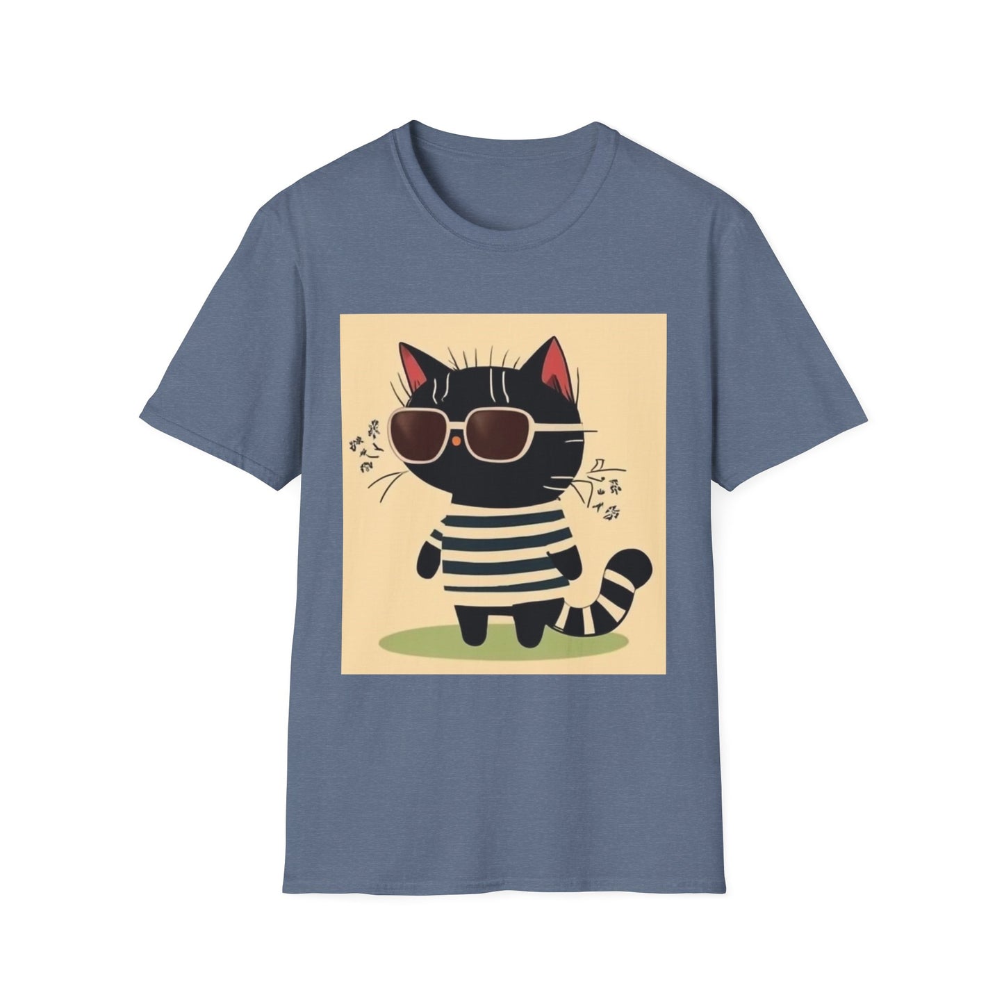 Unisex Softstyle T-Shirt Cat With Cool Glasses