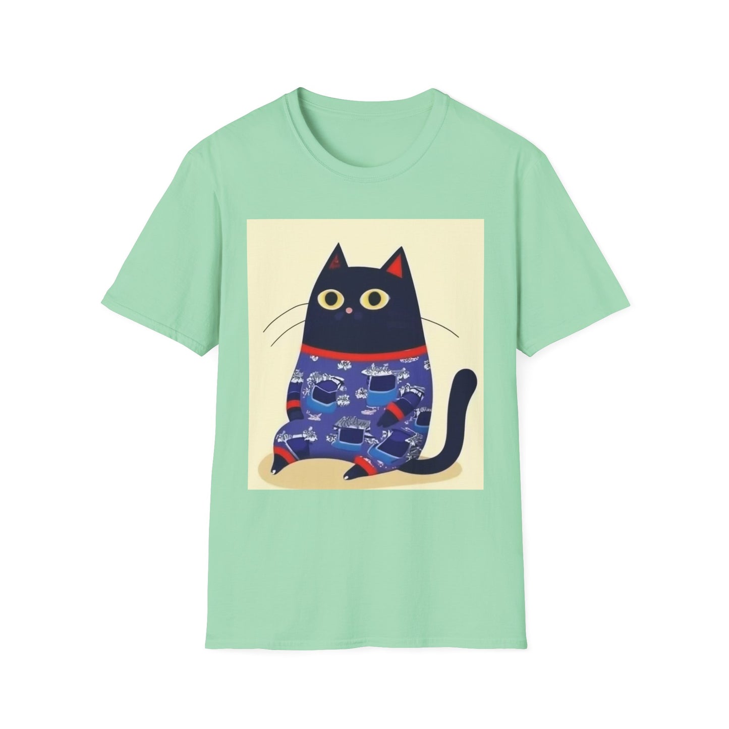 Cute Cat Illustration Unisex Softstyle T-Shirt