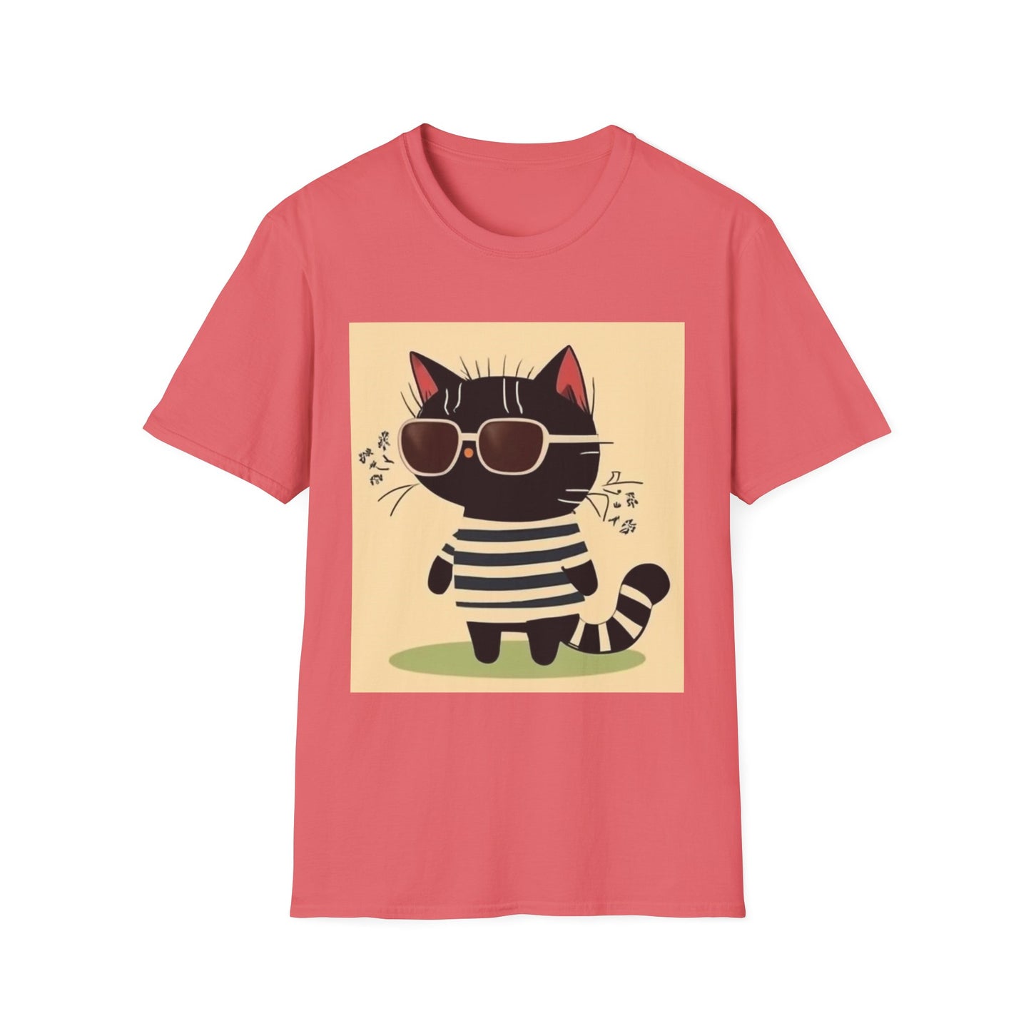 Unisex Softstyle T-Shirt Cat With Cool Glasses