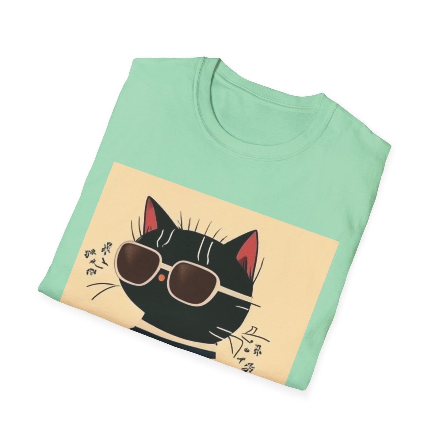 Unisex Softstyle T-Shirt Cat With Cool Glasses