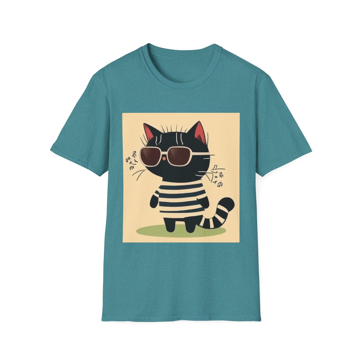 Unisex Softstyle T-Shirt Cat With Cool Glasses