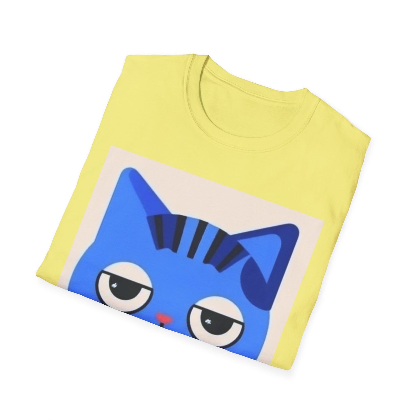 Whimsical Blue Cat Unisex Softstyle T-Shirt - Fun Graphic Tee for Cat Lovers