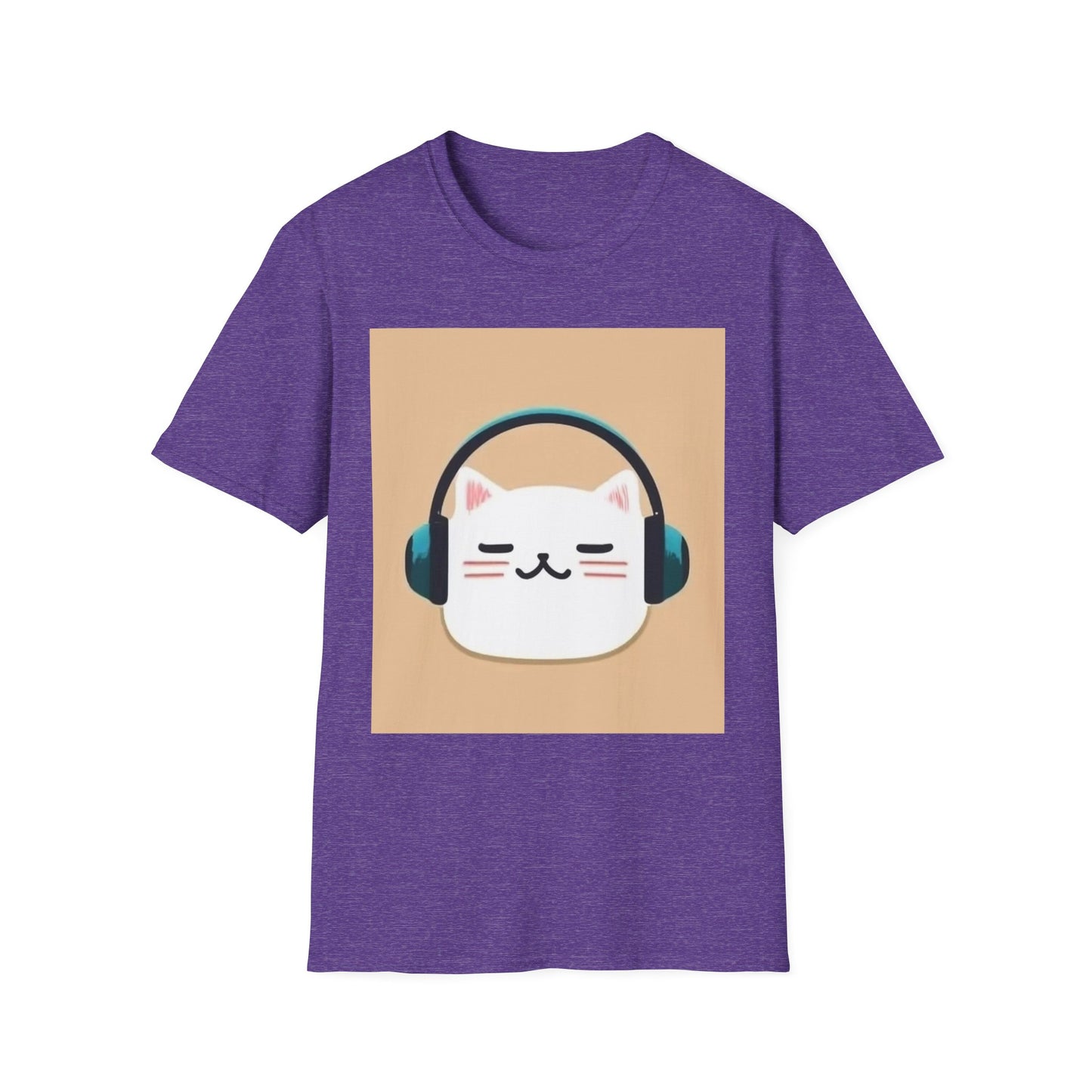 Cute Cat with Headphones Unisex Softstyle T-Shirt