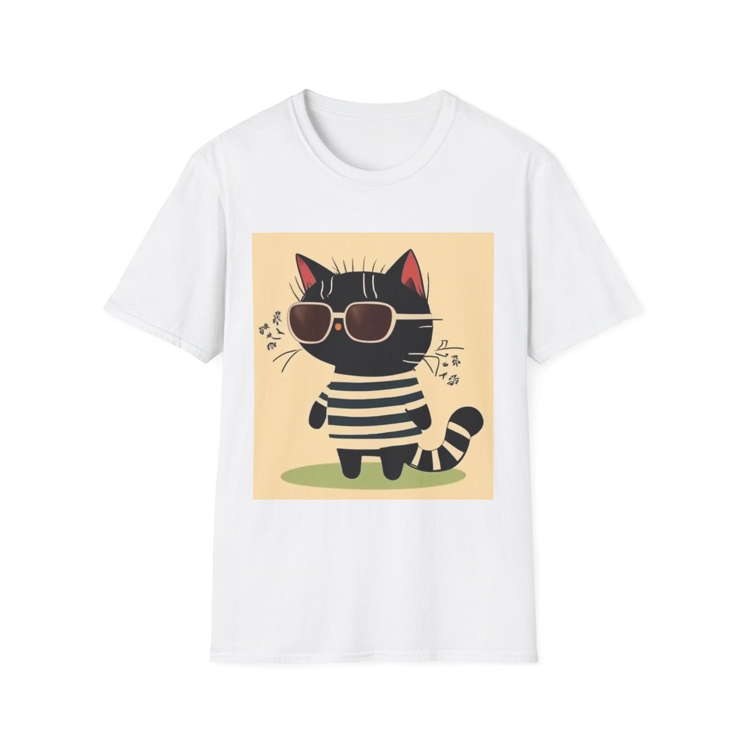 Unisex Softstyle T-Shirt Cat With Cool Glasses