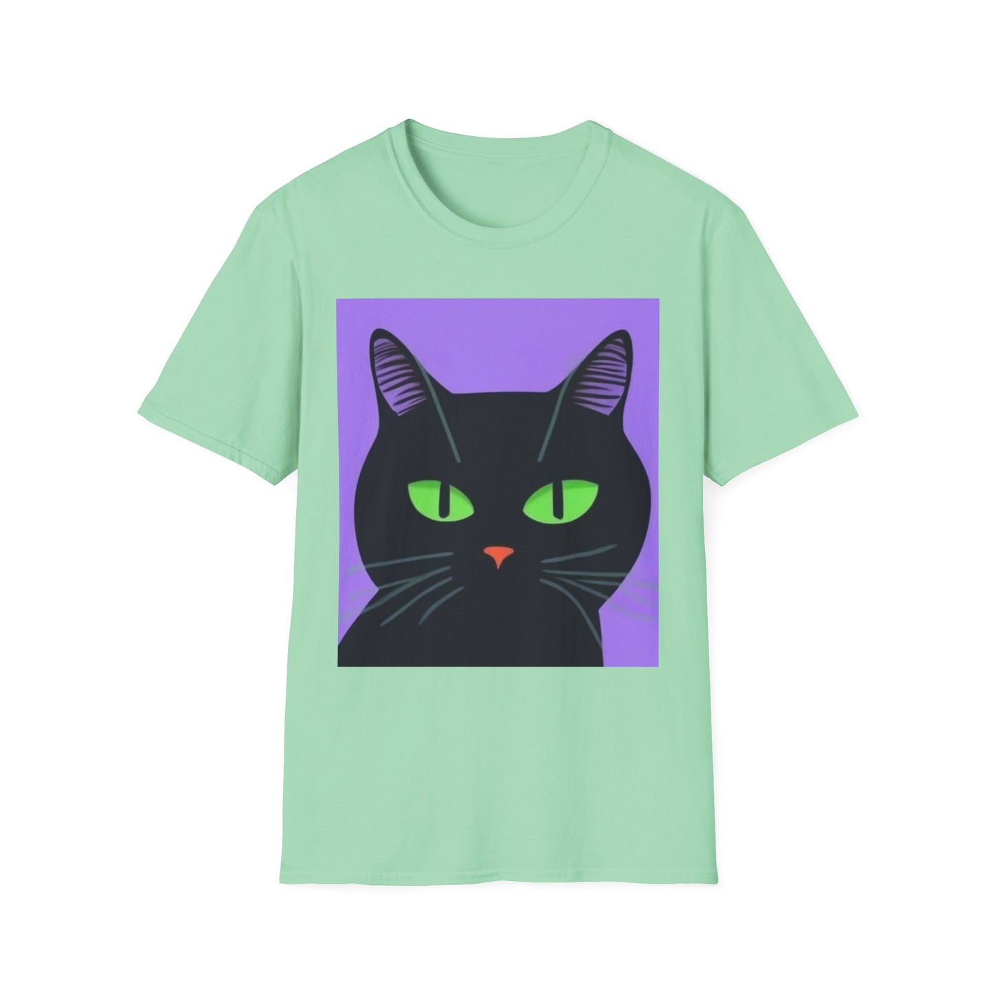 Cool Black Cat Unisex Softstyle T-Shirt - Perfect for Cat Lovers