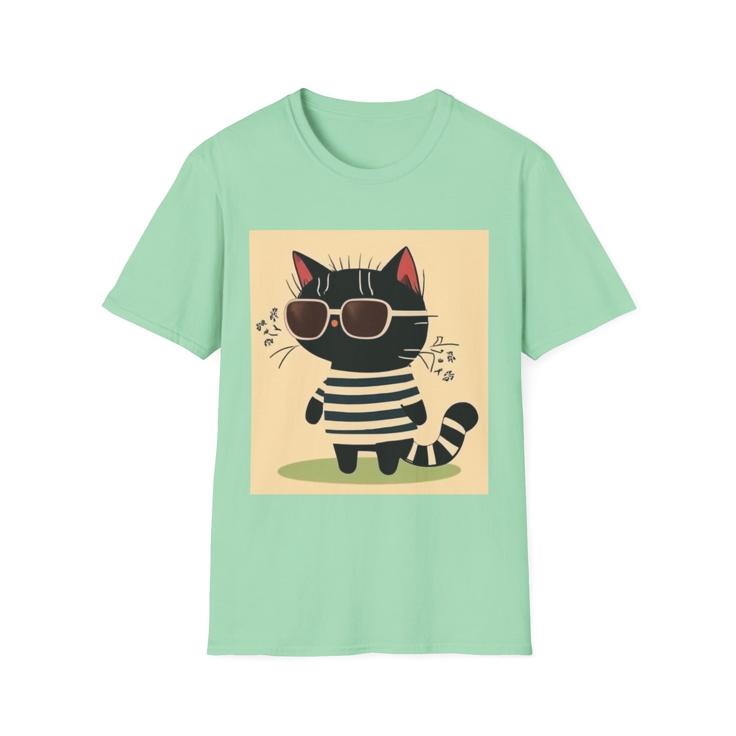 Unisex Softstyle T-Shirt Cat With Cool Glasses