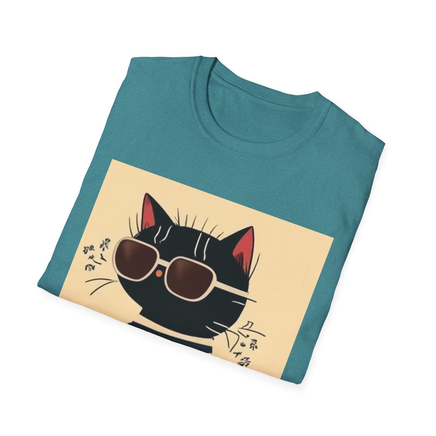 Unisex Softstyle T-Shirt Cat With Cool Glasses