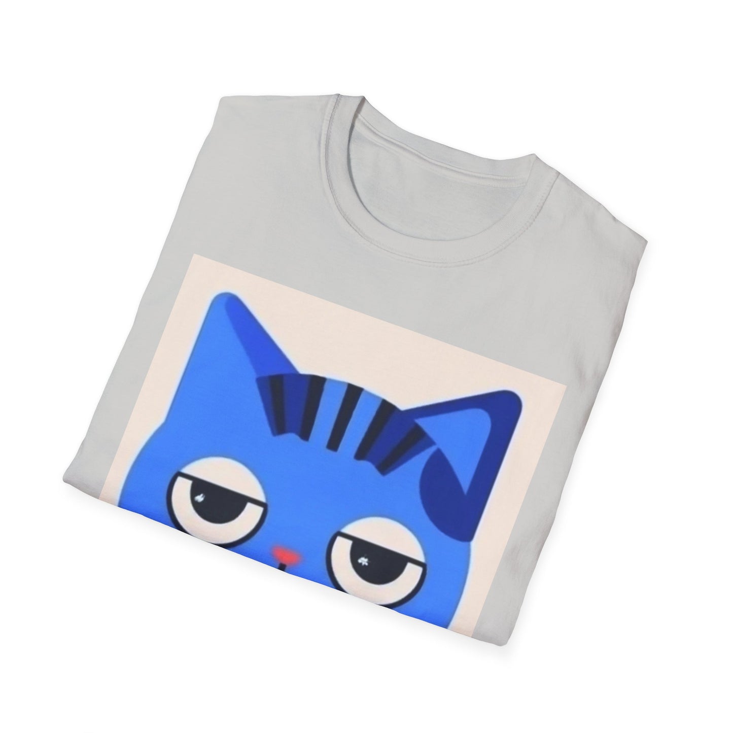 Whimsical Blue Cat Unisex Softstyle T-Shirt - Fun Graphic Tee for Cat Lovers